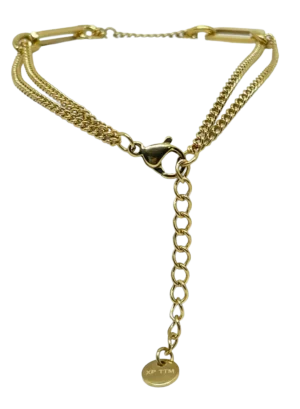 Pulsera dorada de acero inoxidable con eslabones-gallery-0