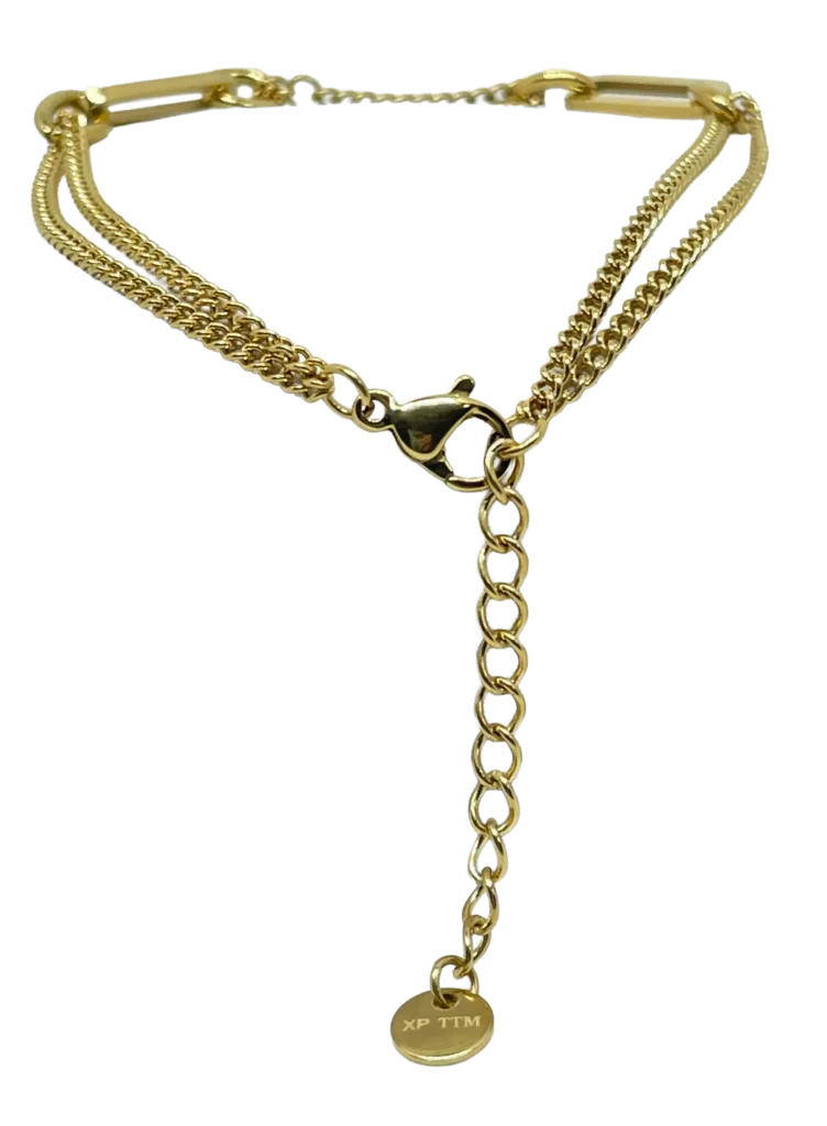 Pulsera dorada de acero inoxidable con eslabones-gallery-0
