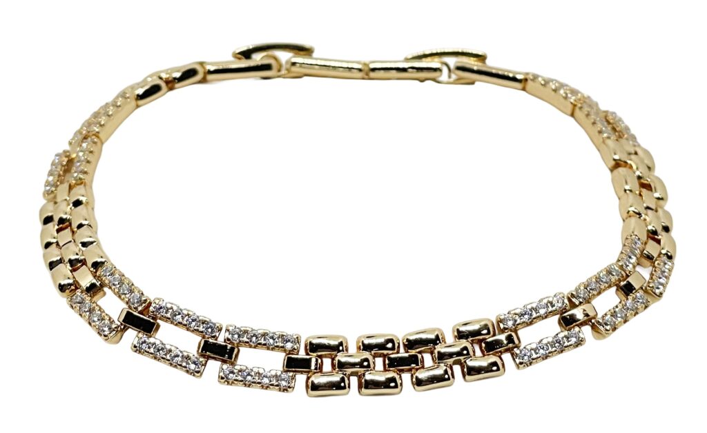 Pulsera dorada de rodio con brillantitos