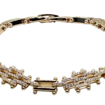 Pulsera dorada de rodio con brillantitos