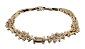Pulsera dorada de rodio con brillantitos