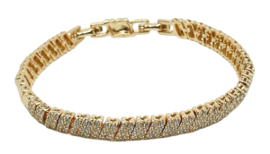 Pulsera dorada de rodio con brillantitos