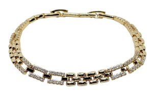 Pulsera dorada de rodio con brillantitos