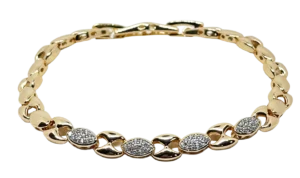 Pulsera dorada de rodio con brillantitos