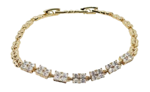 Pulsera dorada de rodio con brillantitos