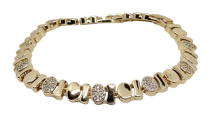 Pulsera dorada de rodio con brillantitos