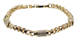Pulsera dorada de rodio con brillantitos