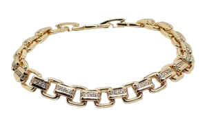 Pulsera dorada de rodio con brillantitos