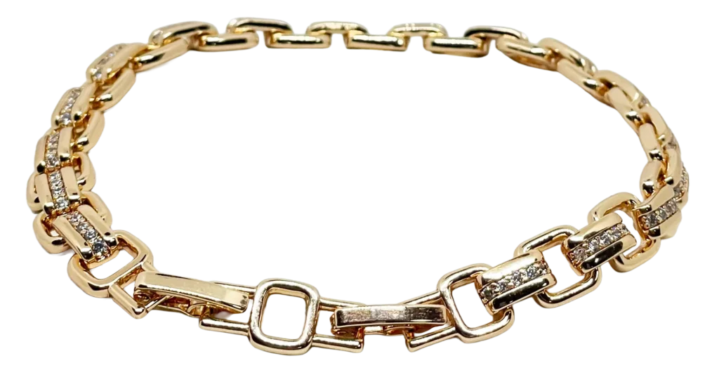 Pulsera dorada de rodio con brillantitos-gallery-0