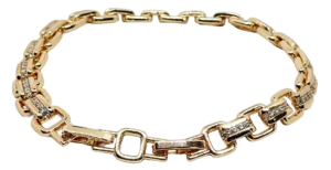 Pulsera dorada de rodio con brillantitos-gallery-0