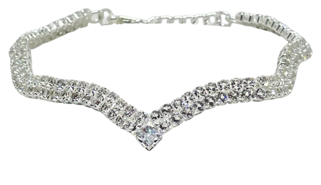 Pulsera plateada con brillantitos