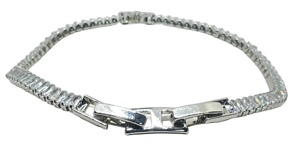 Pulsera plateada con brillantitos y perla-gallery-0