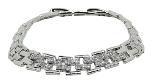 Pulsera plateada de rodio con brillantitos