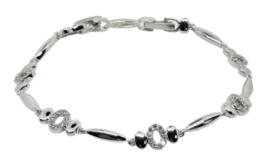 Pulsera plateada de rodio con brillantitos