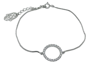 Pulsera plateada de rodio con brillantitos