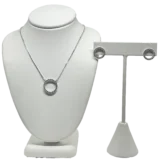Set collar y arete plateado de rodio con brillantitos-gallery-0