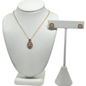 Set collar y aretes dorado de rodio con brillantitos-gallery-0