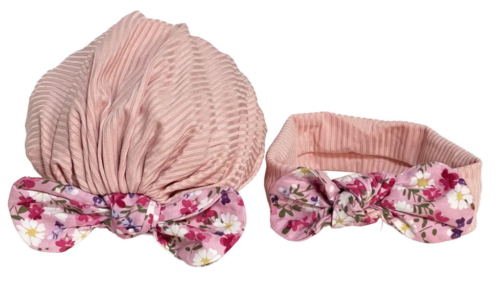Set de turbante y banda de niña con flores