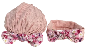 Set de turbante y banda de niña con flores